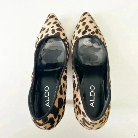 Aldo Leopard Print High Heel Pumps Pointed Toe Platform Brown Tan Size 7.5 - Picture 8 of 16